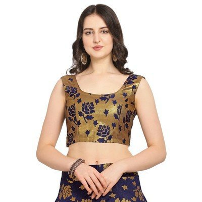 Blue Semi Stiched Woven Unstiched Lehenga Choli